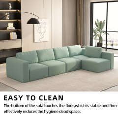 104.32*70.86 Modular Sectional Sofa Sleeper Couch – U - Shaped Convertible Set with Chaise, Ottoman, Compressed Sponge, Light Green (Combo 3A + 2B)