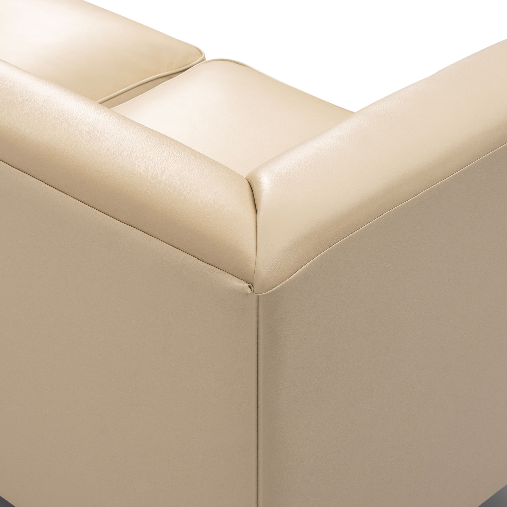 92.52 Inch 3 - Seater Genuine Leather Tufted Sofa, Beige Grain Leather Couch with Feather Fill, Extra Deep Seats – Comfy Living Room & Apartment Sofa