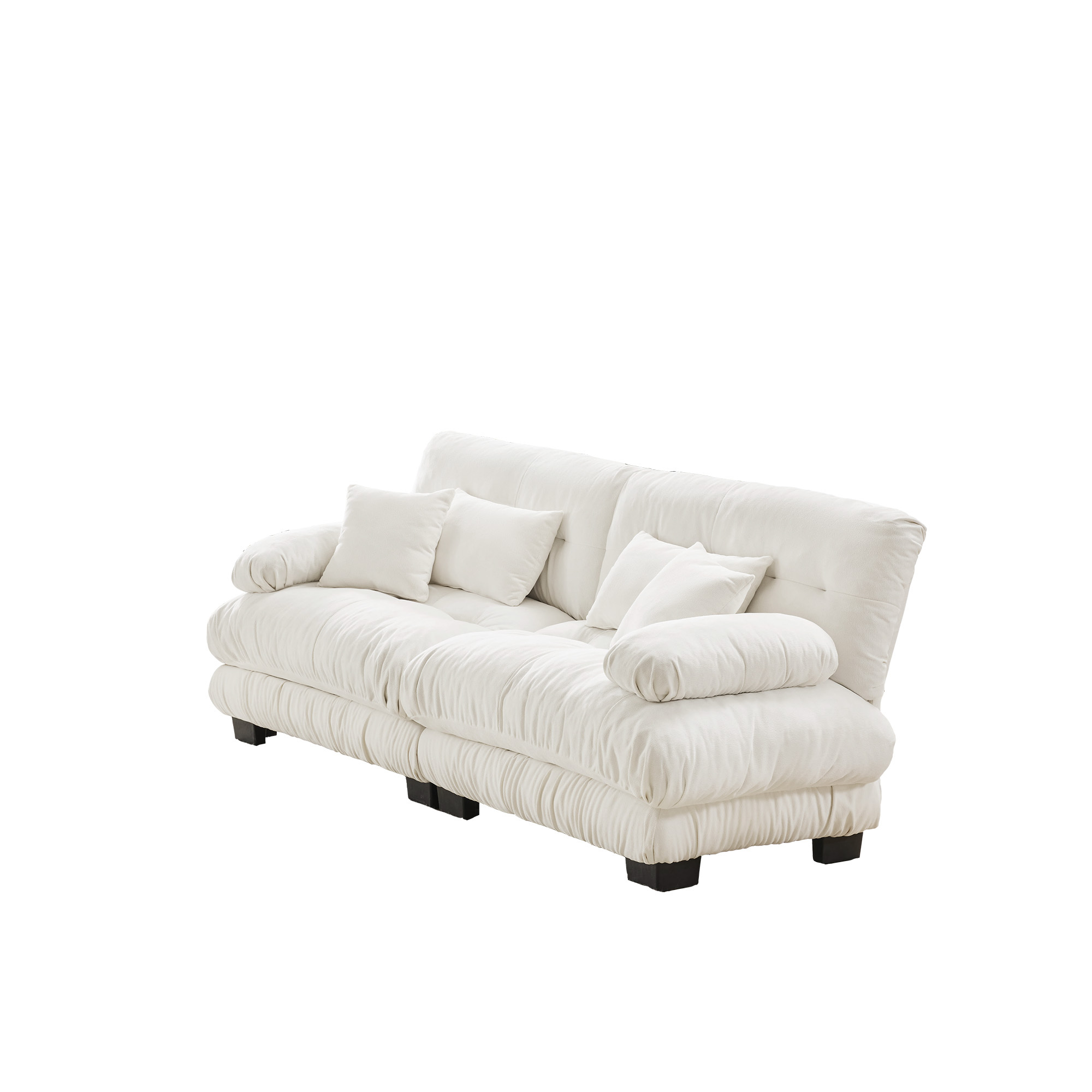 Elevate Your Living Room Ambience with This 2 - Seater Cloud Couch! Chenille White Design, Boasting 2 Lumbar Pillows & 2 Throw Pillows for Unmatched Comfort