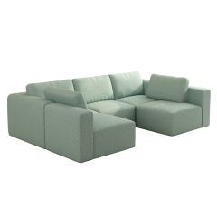 104.32*70.86 Modular Sectional Sofa Sleeper Couch – U - Shaped Convertible Set with Chaise, Ottoman, Compressed Sponge, Light Green (Combo 3A + 2B)