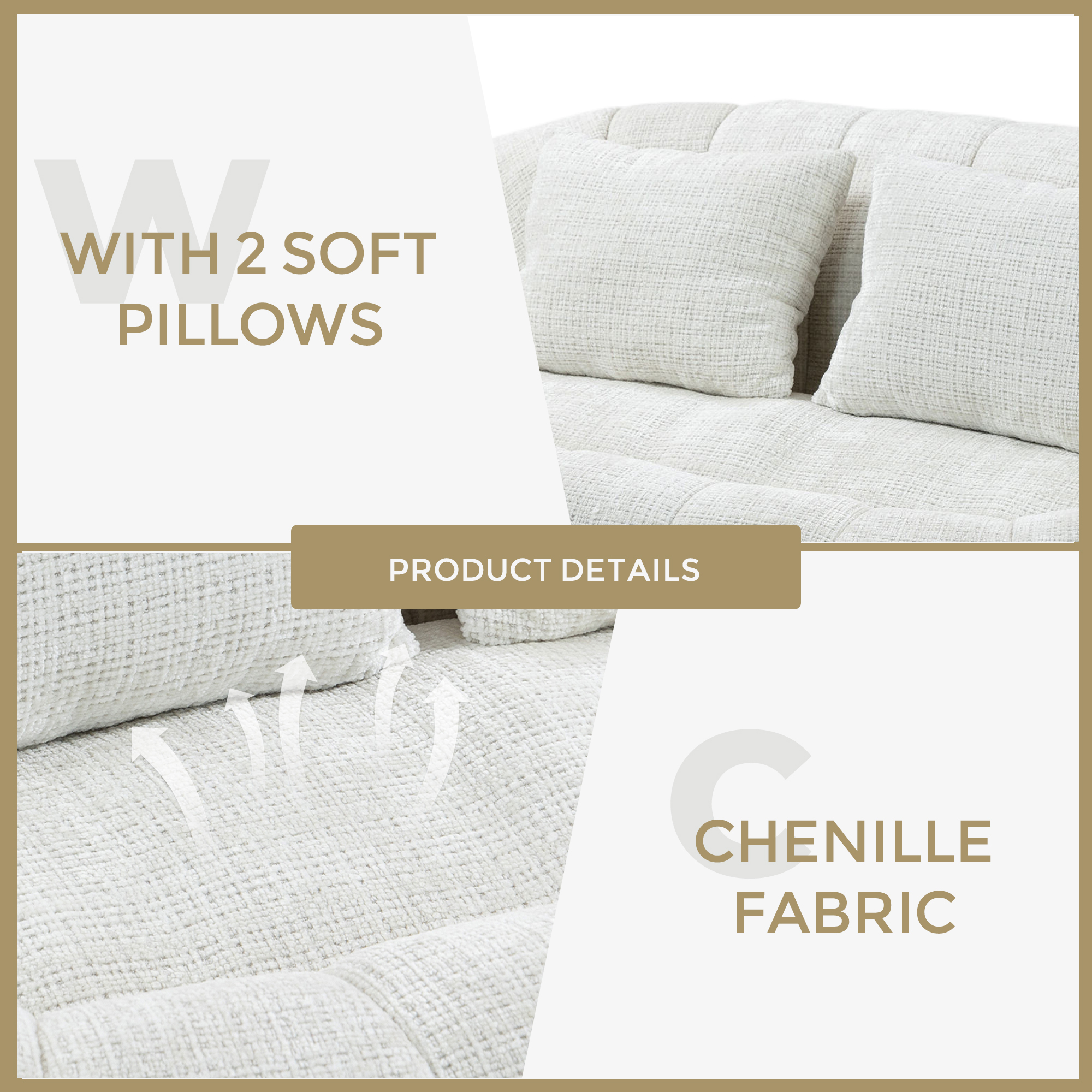 Beige Chenille Bean Bag Sofa - Durable & Comfortable Lazy Lounger, High - Back for Adults & Kids, Indoor/Outdoor Use