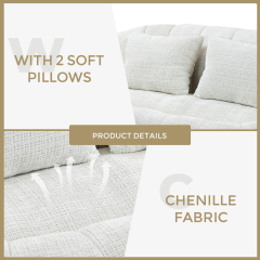 Beige Chenille Bean Bag Sofa - Durable & Comfortable Lazy Lounger, High - Back for Adults & Kids, Indoor/Outdoor Use