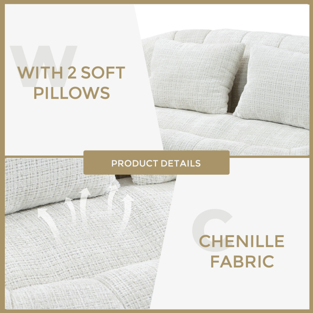 Beige Chenille Bean Bag Sofa - Durable & Comfortable Lazy Lounger, High - Back for Adults & Kids, Indoor/Outdoor Use