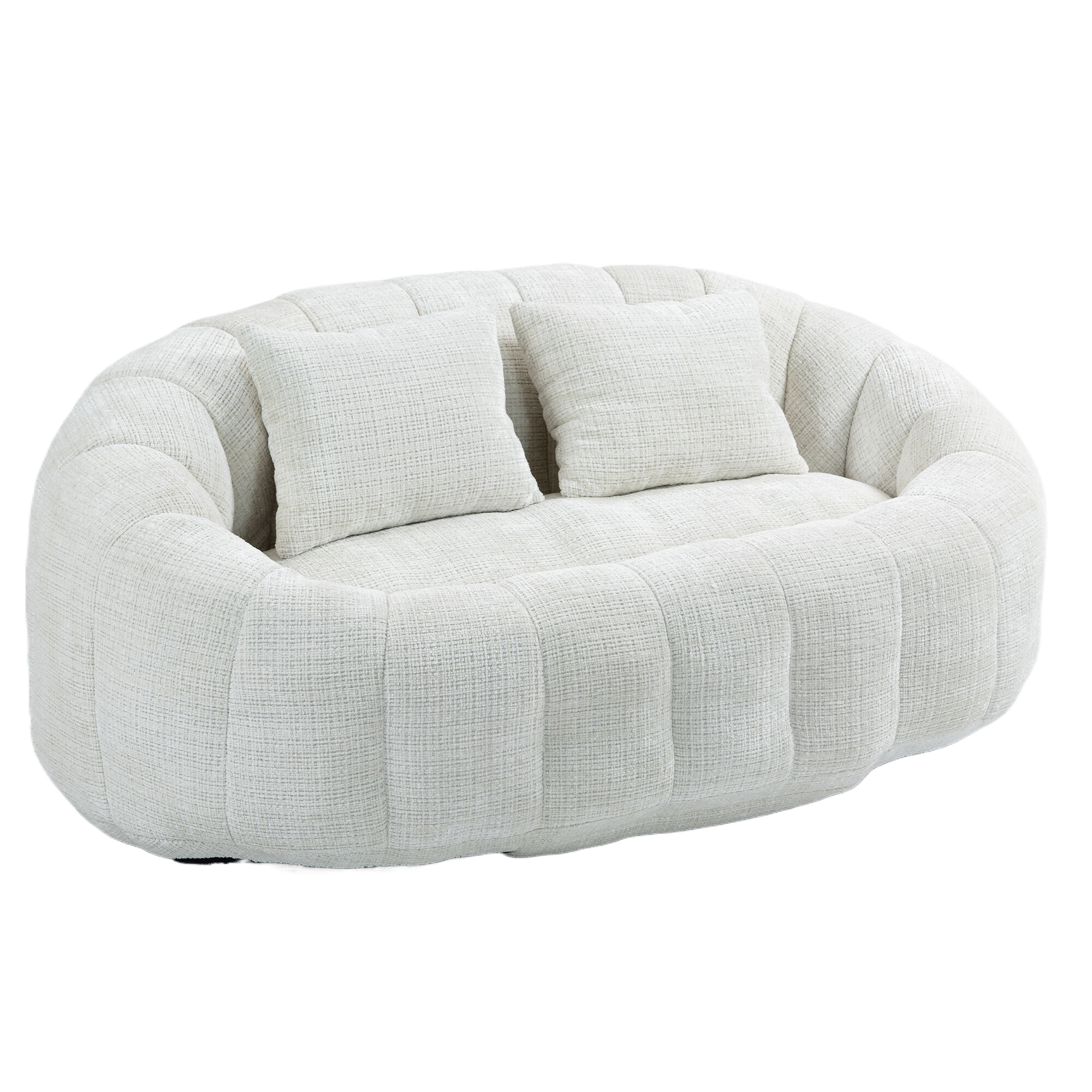 Beige Chenille Bean Bag Sofa - Durable & Comfortable Lazy Lounger, High - Back for Adults & Kids, Indoor/Outdoor Use