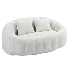 Beige Chenille Bean Bag Sofa - Durable & Comfortable Lazy Lounger, High - Back for Adults & Kids, Indoor/Outdoor Use