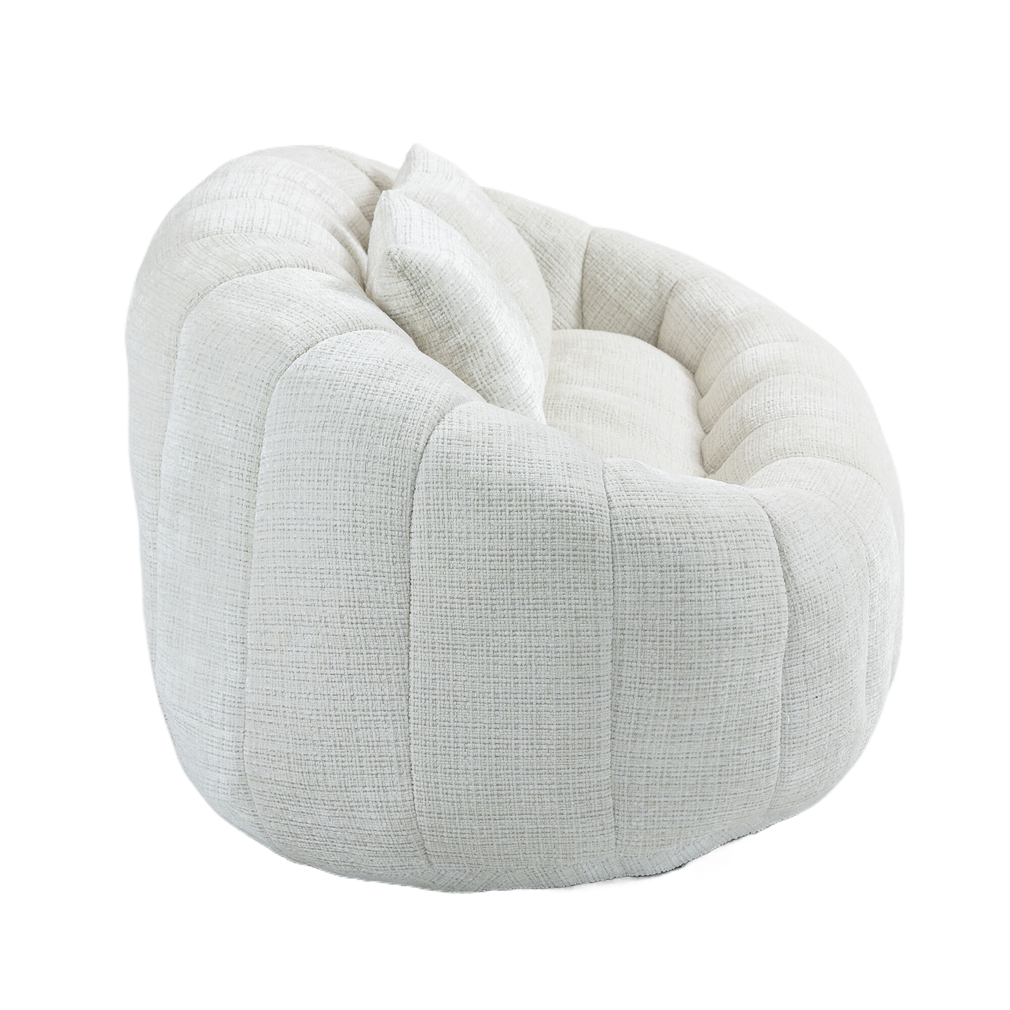 Beige Chenille Bean Bag Sofa - Durable & Comfortable Lazy Lounger, High - Back for Adults & Kids, Indoor/Outdoor Use