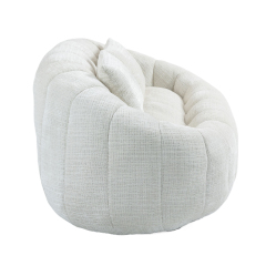 Beige Chenille Bean Bag Sofa - Durable & Comfortable Lazy Lounger, High - Back for Adults & Kids, Indoor/Outdoor Use