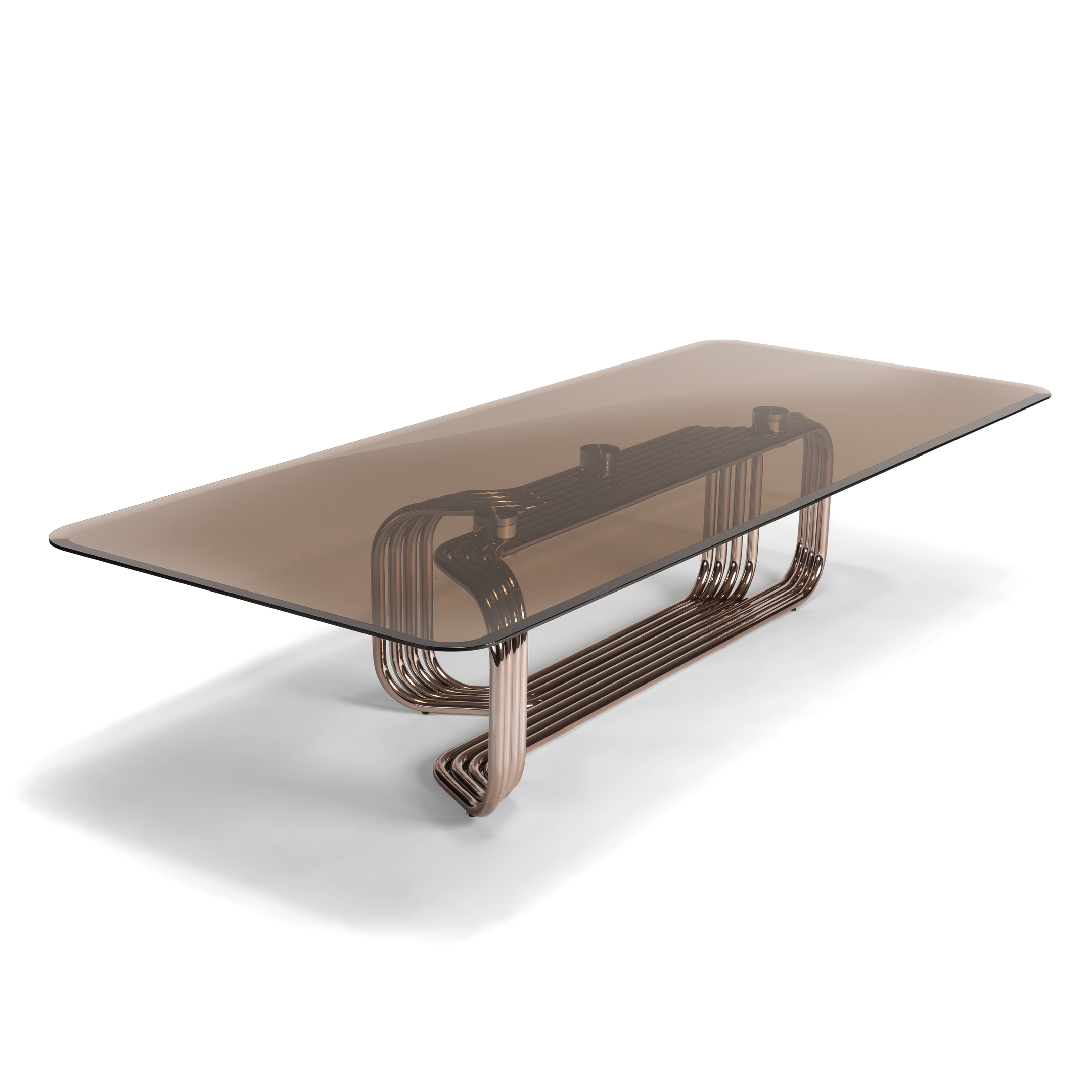 LuxeFlow Copper Glass Table