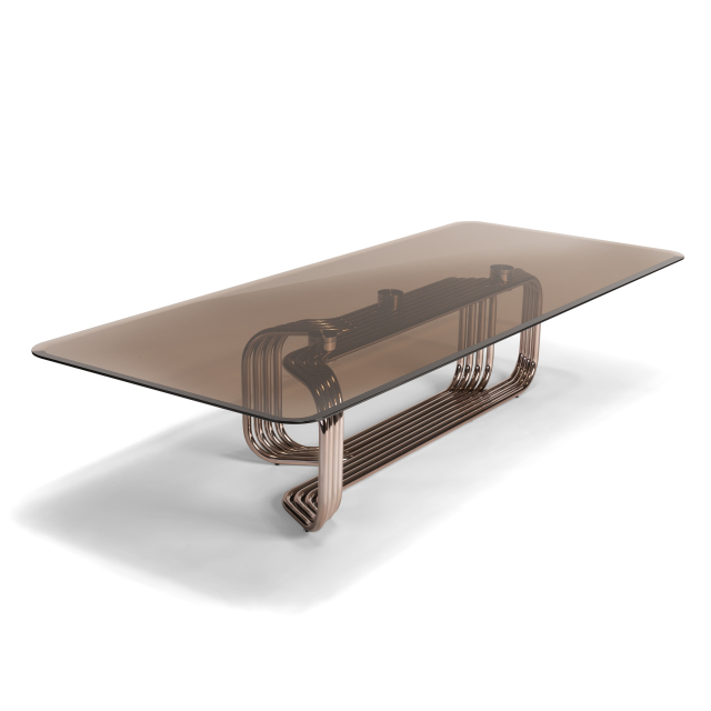 LuxeFlow Copper Glass Table