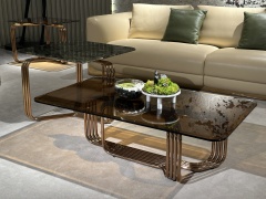 LuxeFlow Copper Glass Table