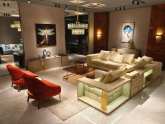 Beige Modular Sectional Sofa with Built - in Lighting and Storage