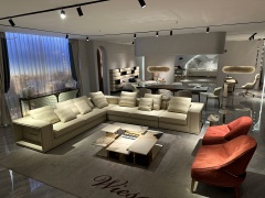 Beige Modular Sectional Sofa with Built - in Lighting and Storage