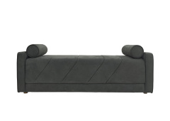 Modern Dark Grey Velvet Side Chair with Round Bolsters