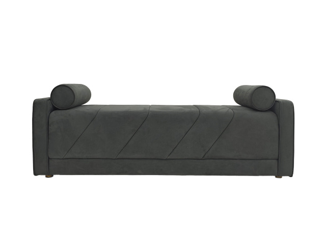 Modern Dark Grey Velvet Side Chair with Round Bolsters