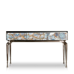 Luxury Agate - Inlay Console Cabinet with Metallic Legs