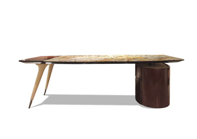 Luxury Marble - Top Executive Desk with Wooden Storage Unit