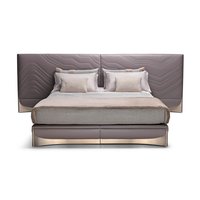 Luxury Textured Upholstered Matress with Metallic Base