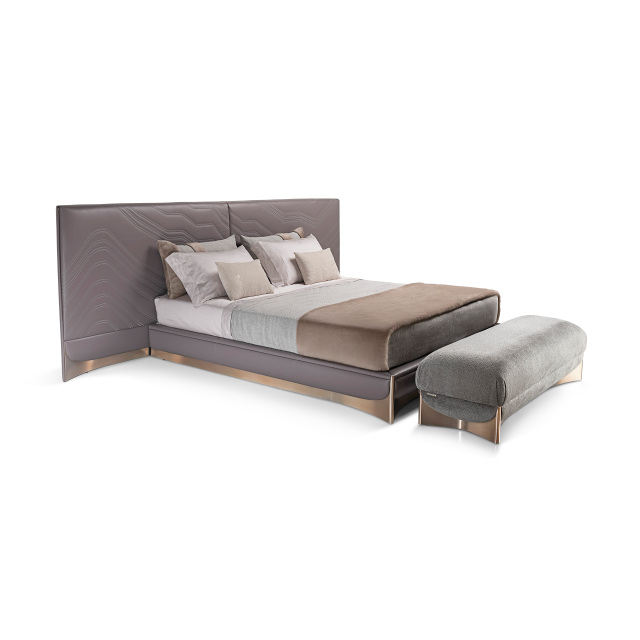 Luxury Textured Upholstered Matress with Metallic Base
