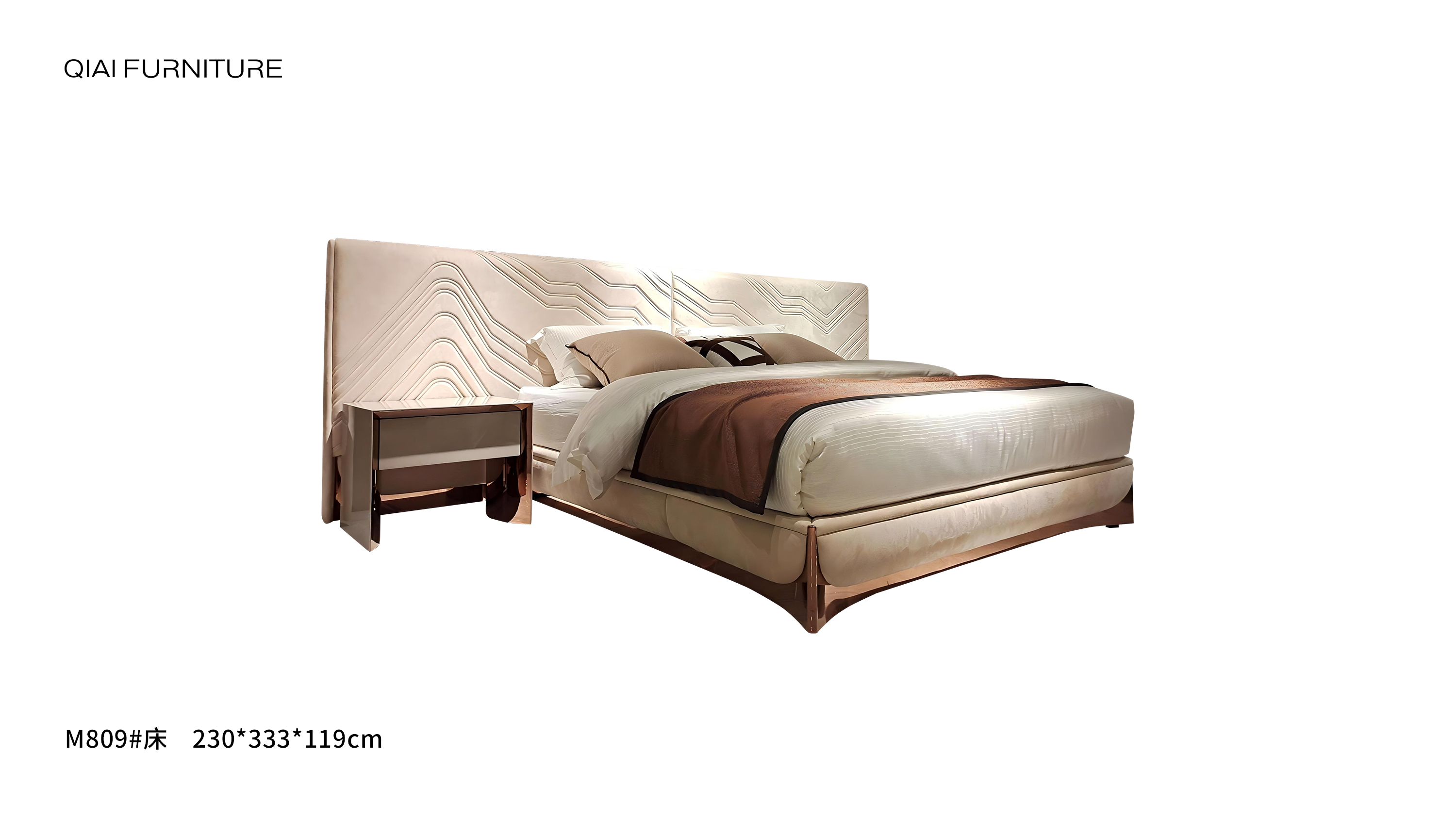 Luxury Textured Upholstered Matress with Metallic Base