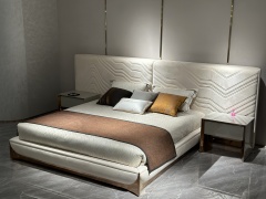 Luxury Textured Upholstered Matress with Metallic Base