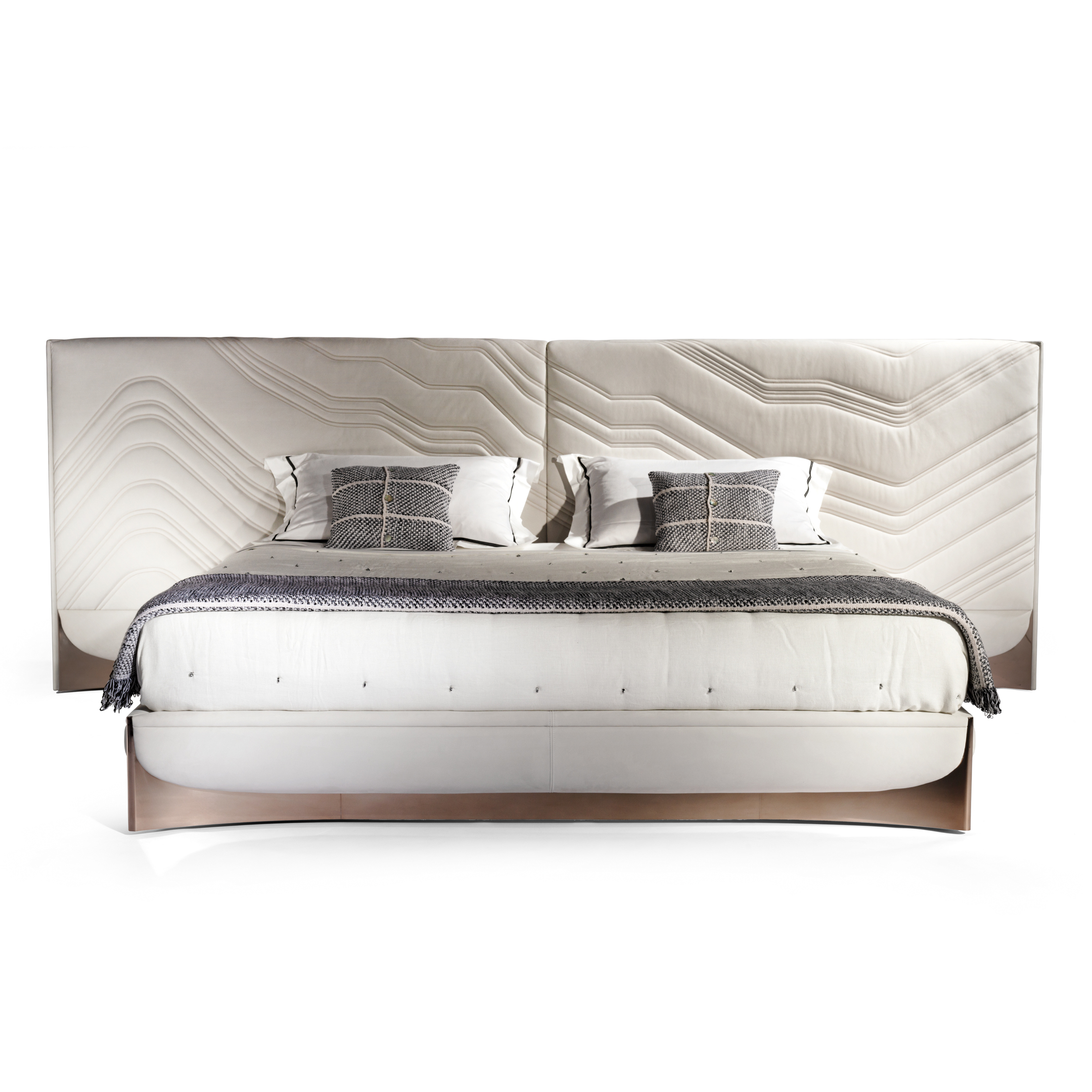Luxury Textured Upholstered Matress with Metallic Base