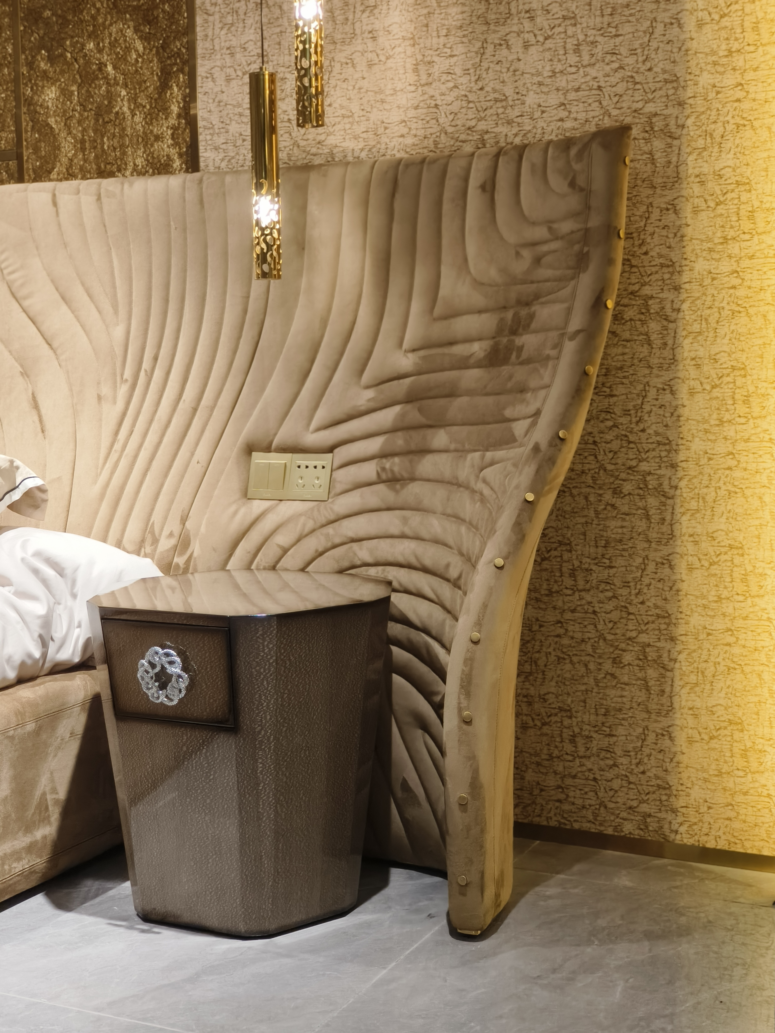 Luxury Velvet Upholstered Matress with Statement Headboard