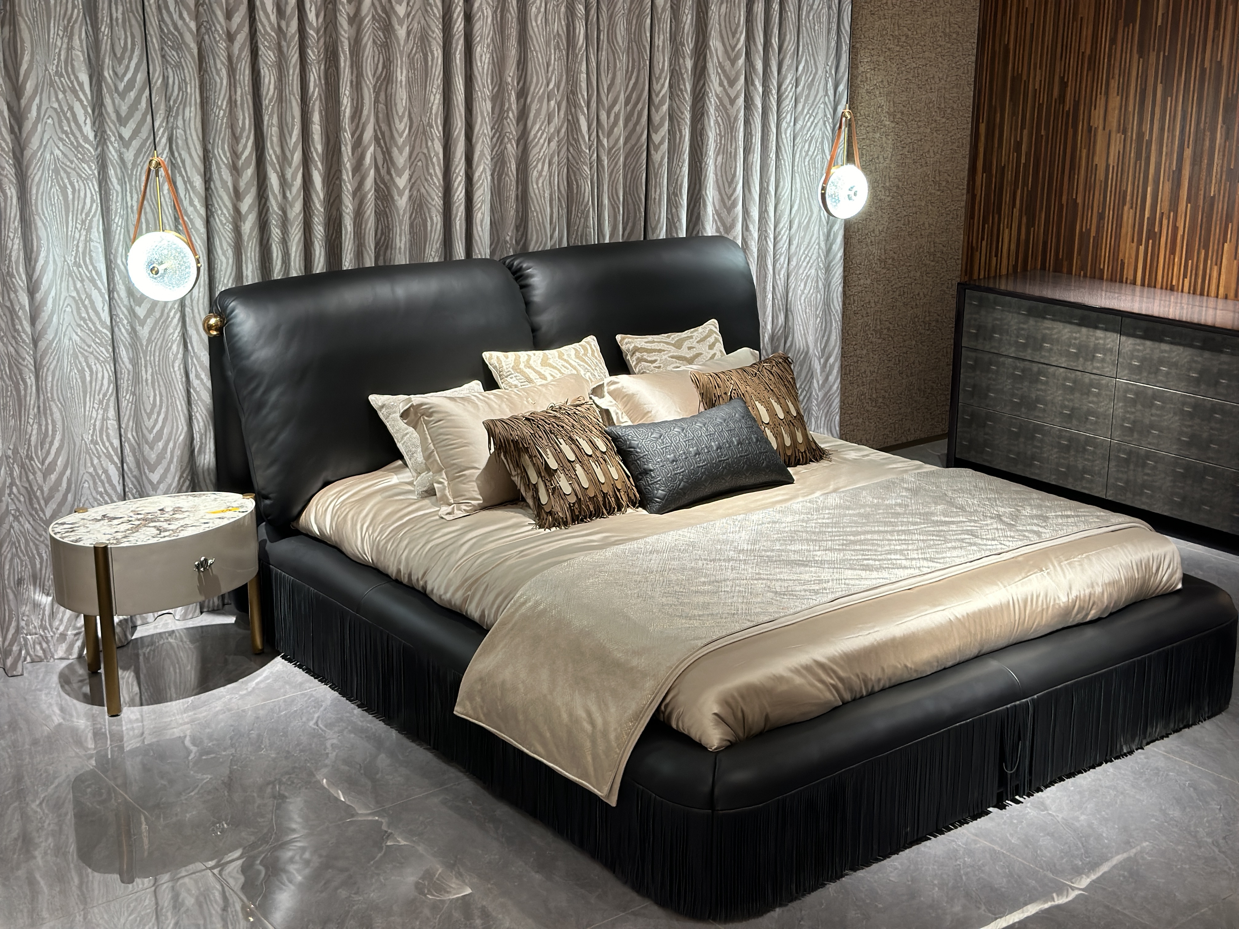 Luxury Leather Matress with Fringe Detailing