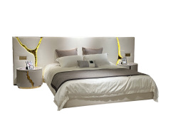 Luxury Bed with Gold Vein - Accented Headboard