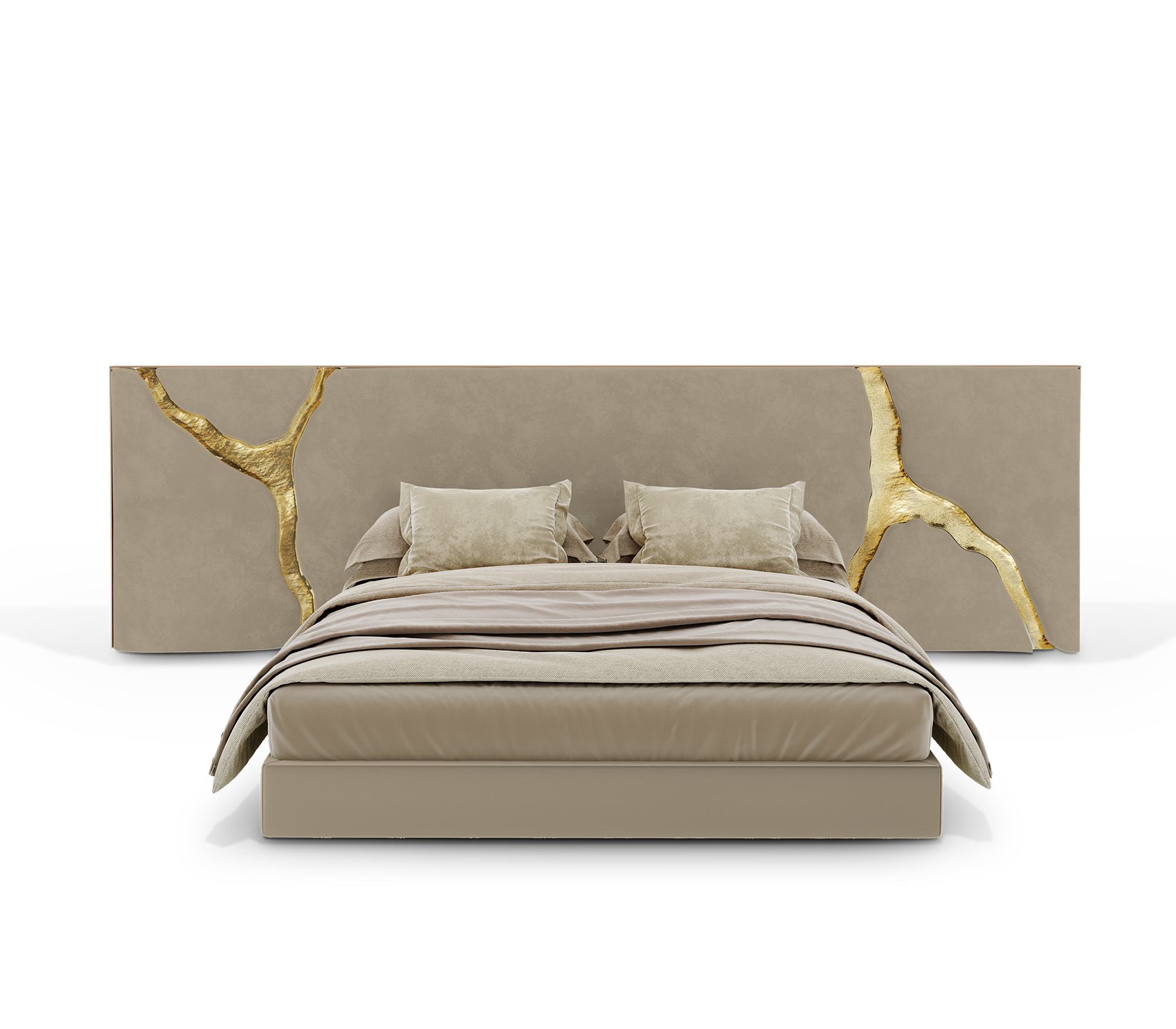 Luxury Bed with Gold Vein - Accented Headboard