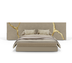 Luxury Bed with Gold Vein - Accented Headboard