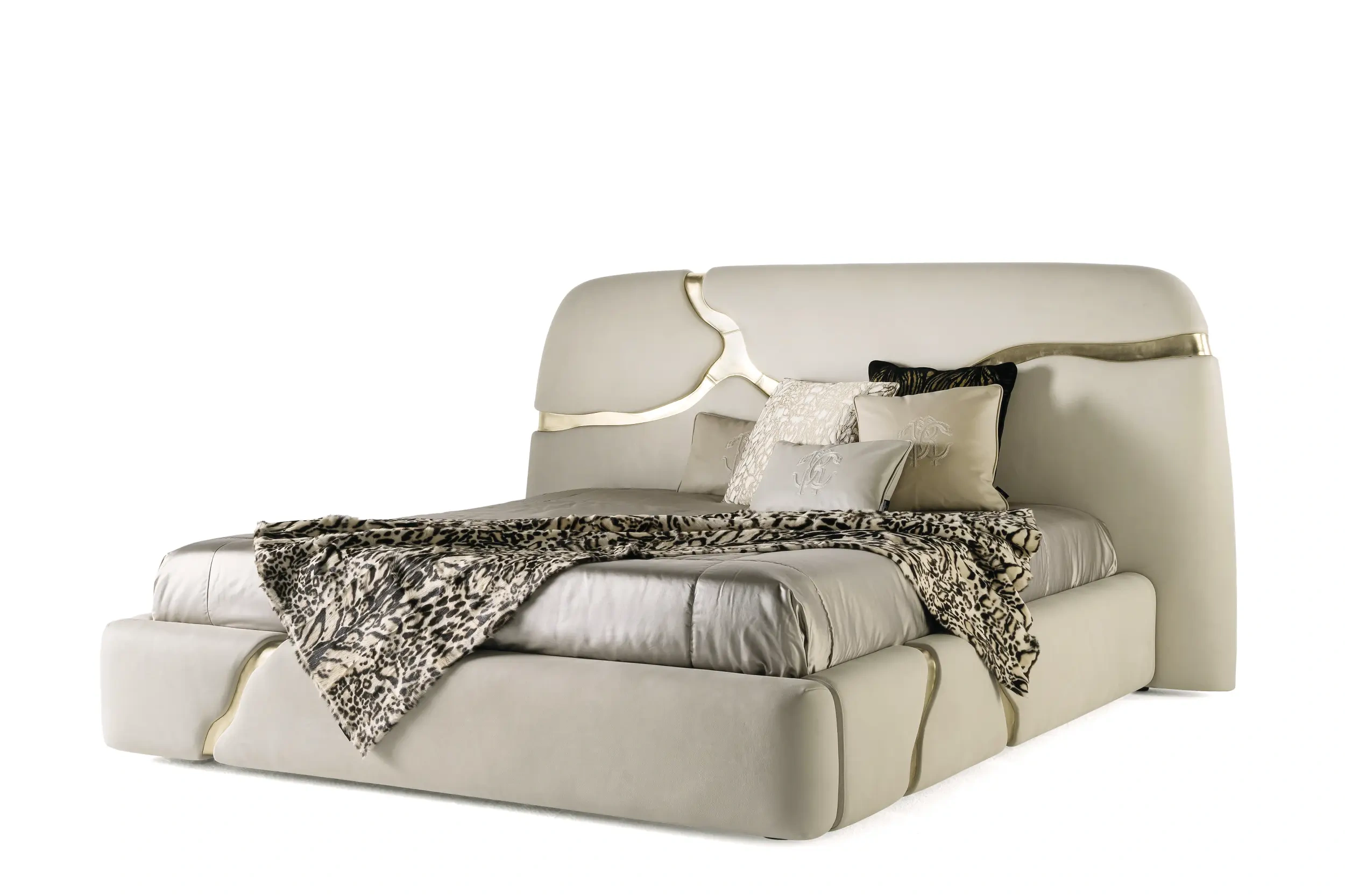 Luxury Upholstered Matress with Gold Accents
