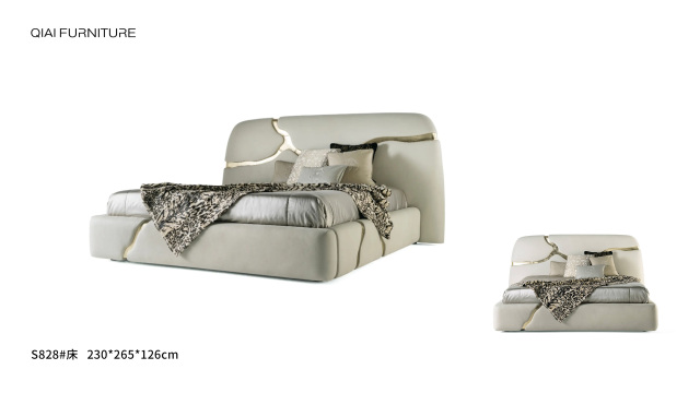 Luxury Upholstered Matress with Gold Accents