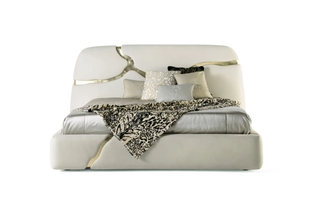 Luxury Upholstered Matress with Gold Accents
