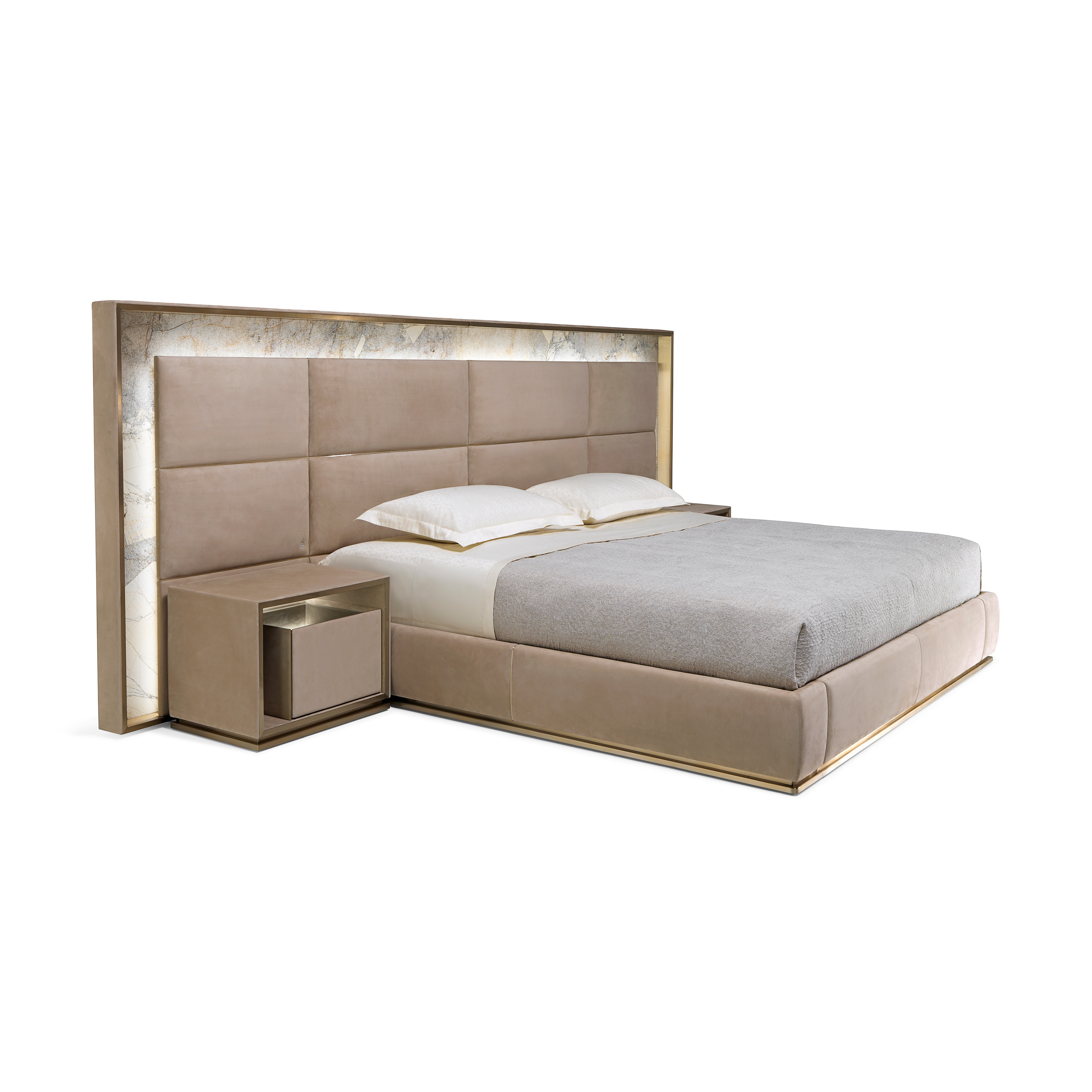 Luxury Marble - Accented Upholstered Matress with Integrated Nightstands