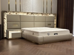 Luxury Marble - Accented Upholstered Matress with Integrated Nightstands