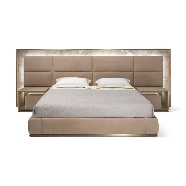 Luxury Marble - Accented Upholstered Matress with Integrated Nightstands