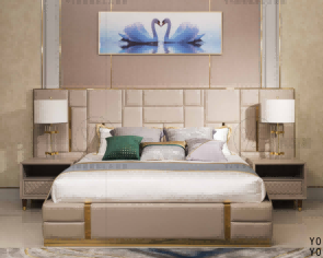 Modern Upholstered Matress with Integrated Nightstands & Lighting