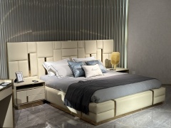 Modern Upholstered Matress with Integrated Nightstands & Lighting