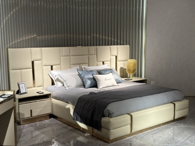 Modern Upholstered Matress with Integrated Nightstands & Lighting