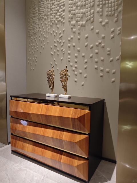 LuxuryGeometric Wooden Chest of Drawers