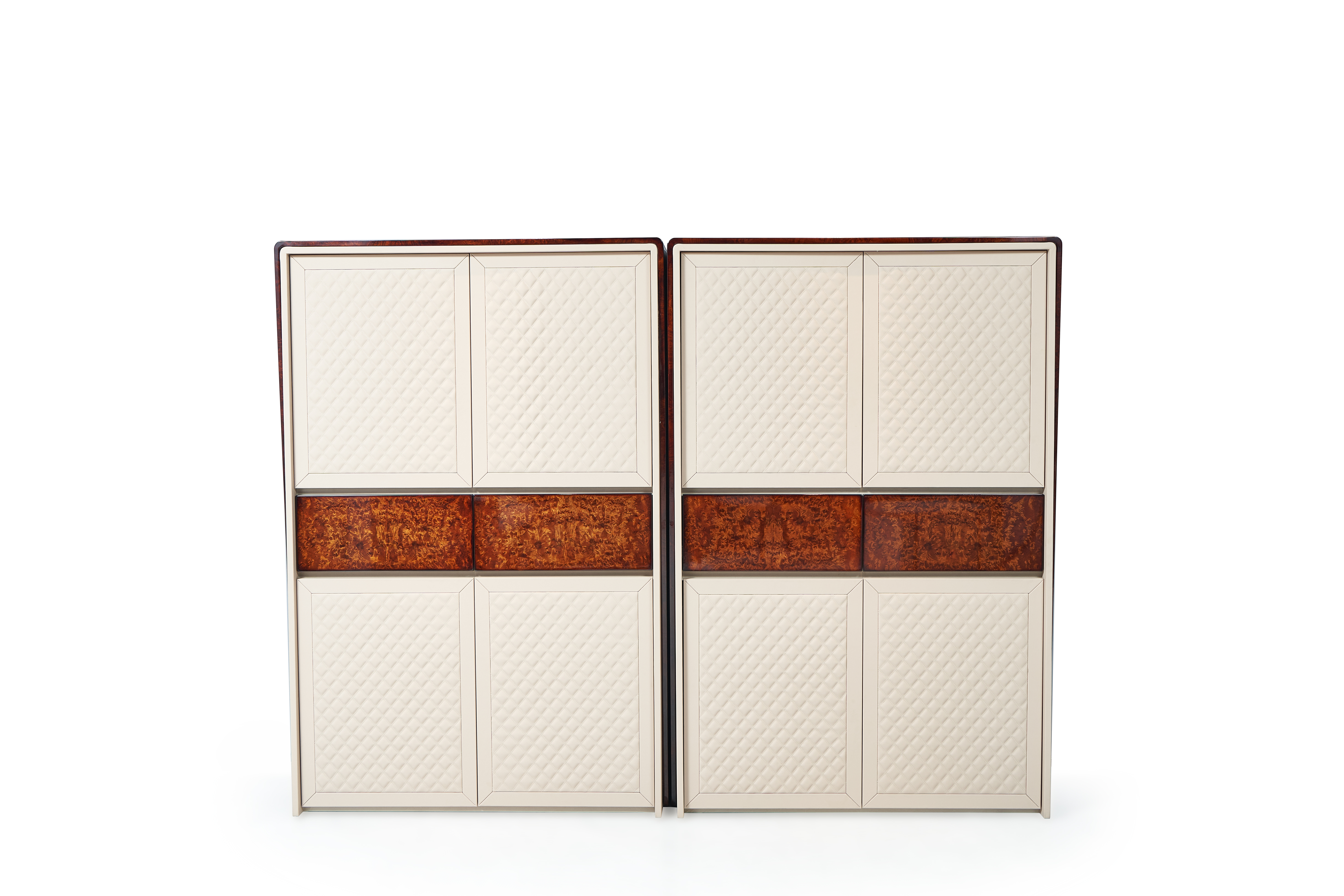 LuxuryQuilted Panel Storage Cabinet Set
