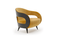 Retro - Chic Mustard Velvet Accent Chair with Black Frame