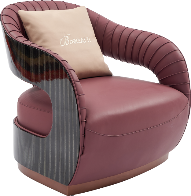 Luxury Burgundy Leather Accent Chair with 'Borgatti' Pillow