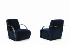 Modern Navy Velvet Accent Chair with Metal Frame