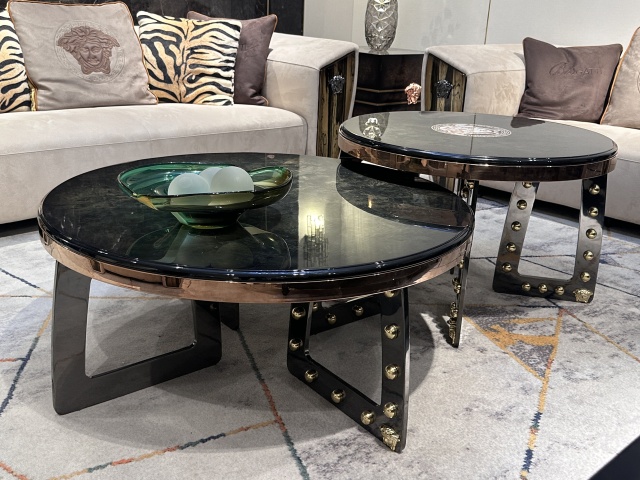 Art Deco Marble - Top Round Coffee Table