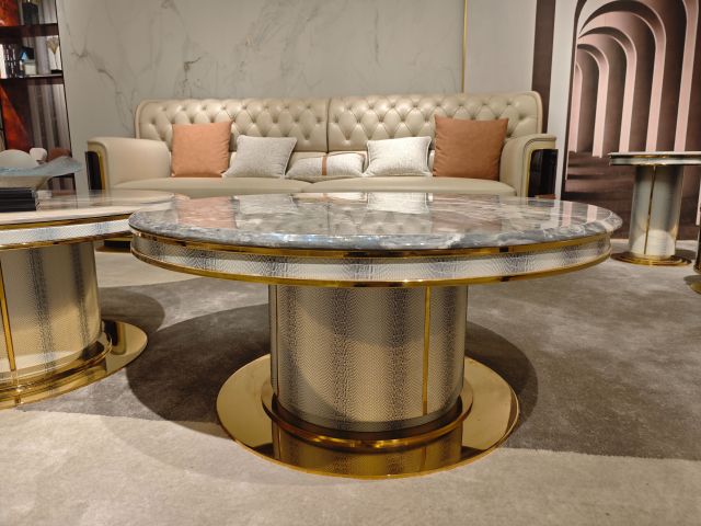 Luxury Marble - Top Gold - Accent Round Coffee Table