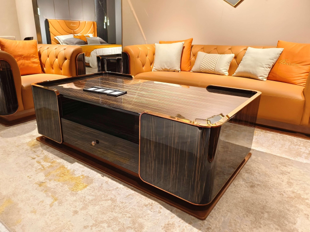 LuxGlam Rose Gold Accent Coffee Table