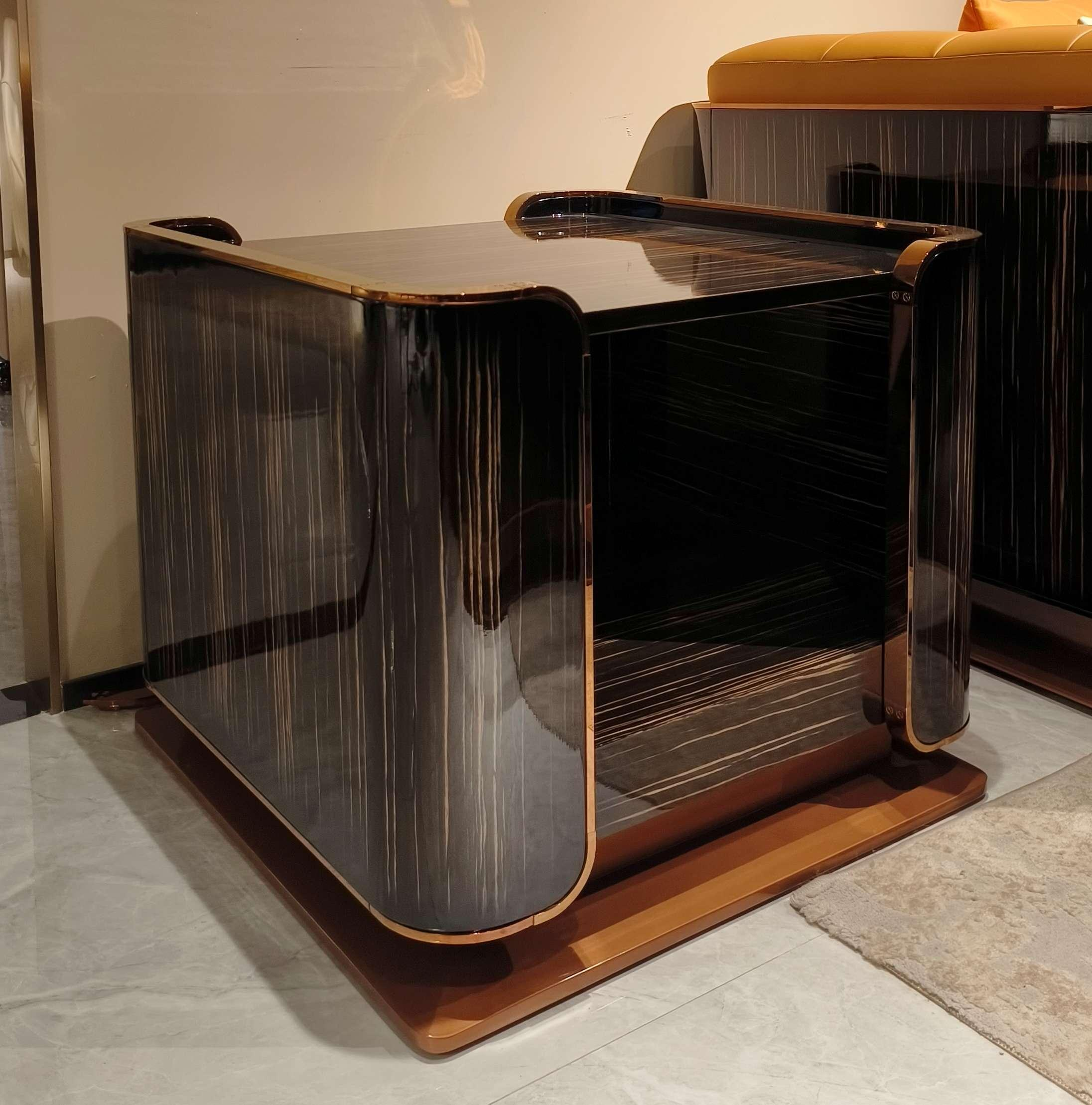 LuxGlam Rose Gold Accent Coffee Table