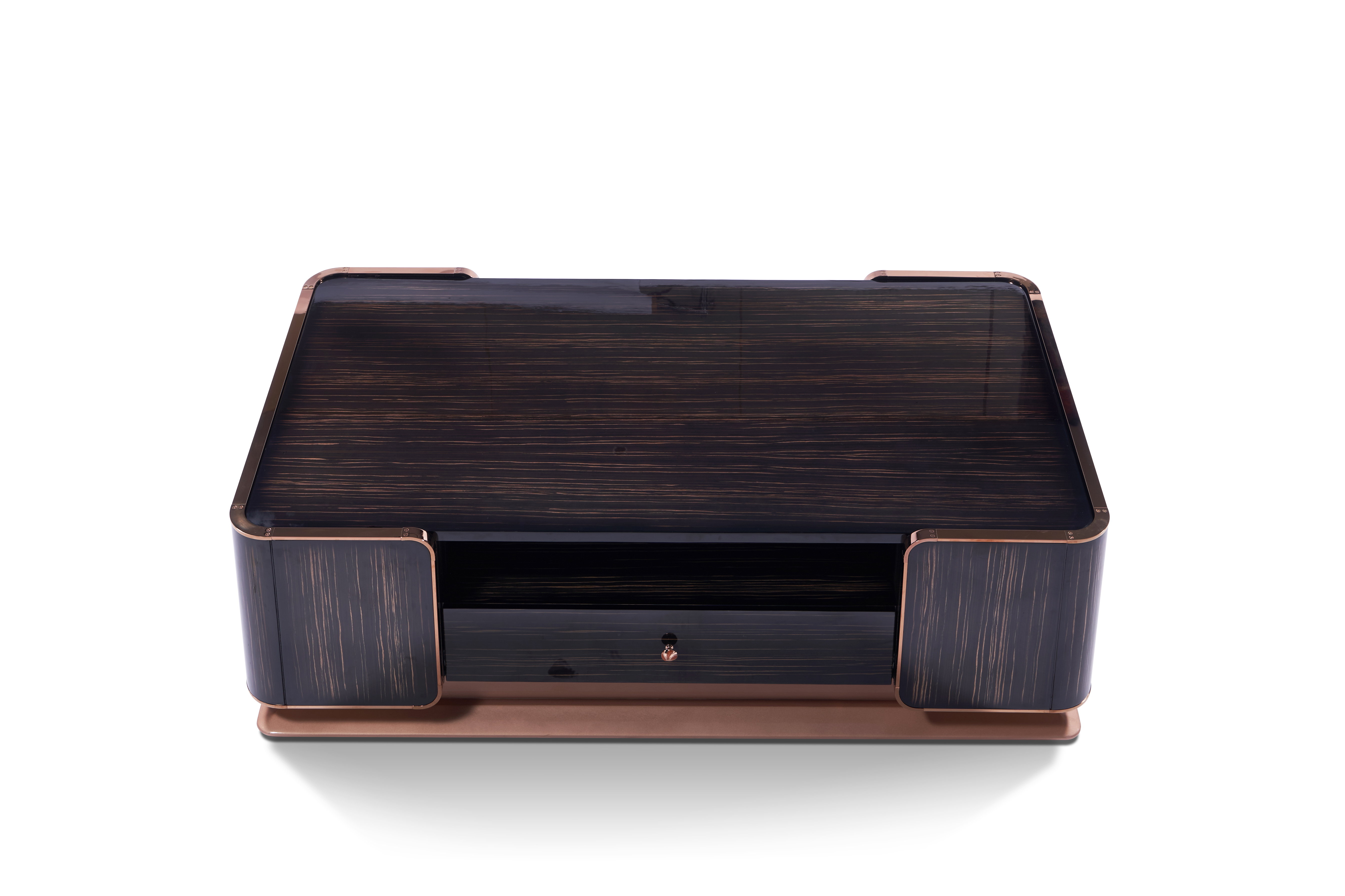 LuxGlam Rose Gold Accent Coffee Table