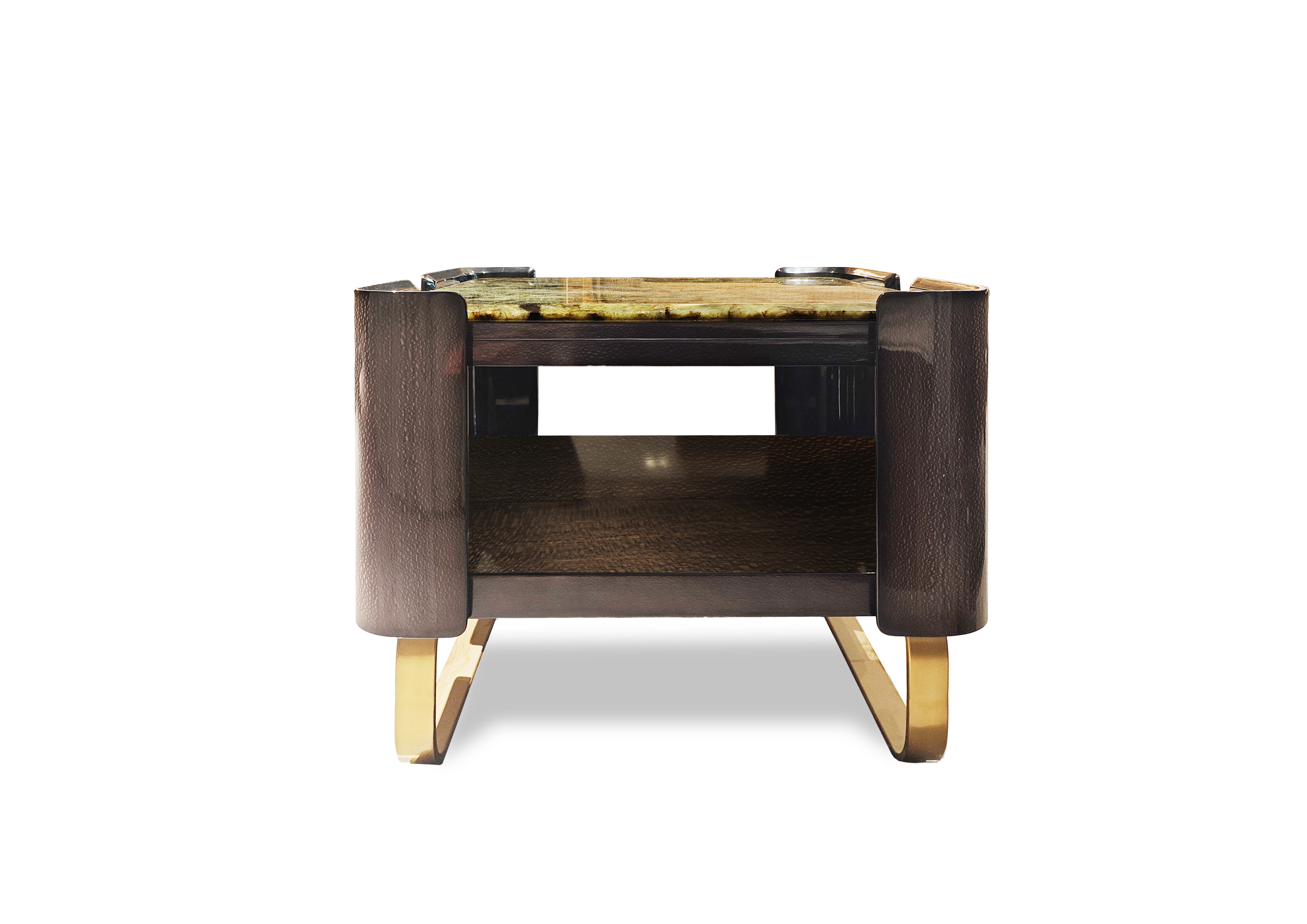 Marble Top Coffee Table with Gold Accents